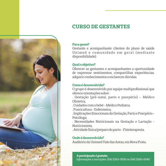 Curso de Gestantes - Unimed Vale das Antas Curso de Gestantes - Unimed Vale das Antas
