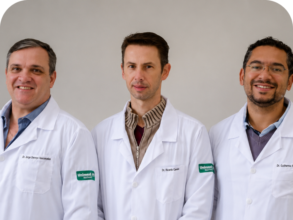Dr Jorge Dennys, Dr Ricardo e Dr Guilherme - médicos do Conselho de Administração que estão fazendo o PDDM