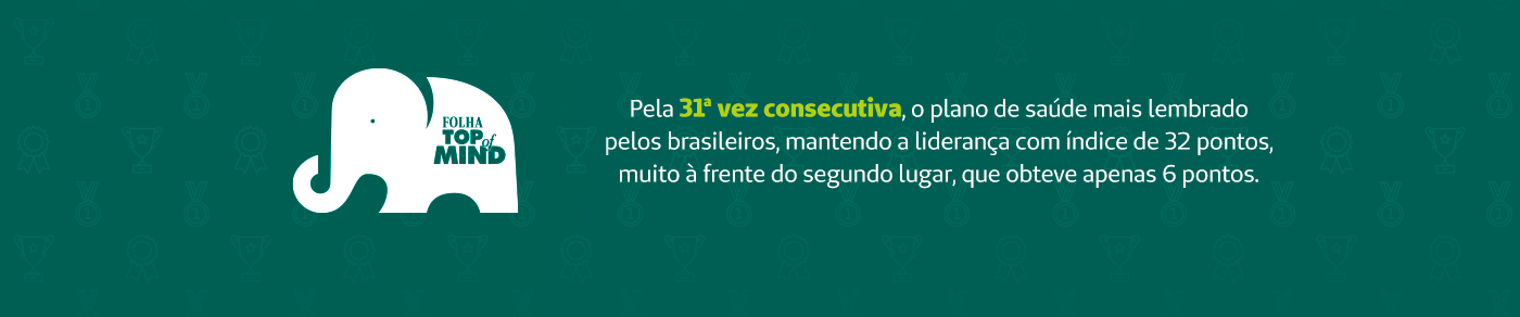 Pela 30ª vez consecutiva, o plano de saúde mais lembrado pelos brasileiros, mantendo a liderança com índice de 35 pontos, resultado bem superior ao dos concorrentes.