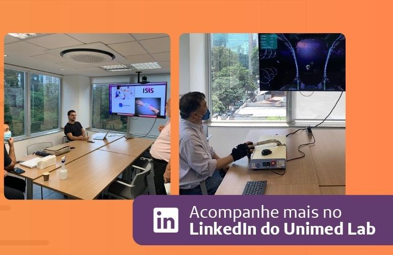Montagem de fotos de publicações no Linkedin do Unimed Lab