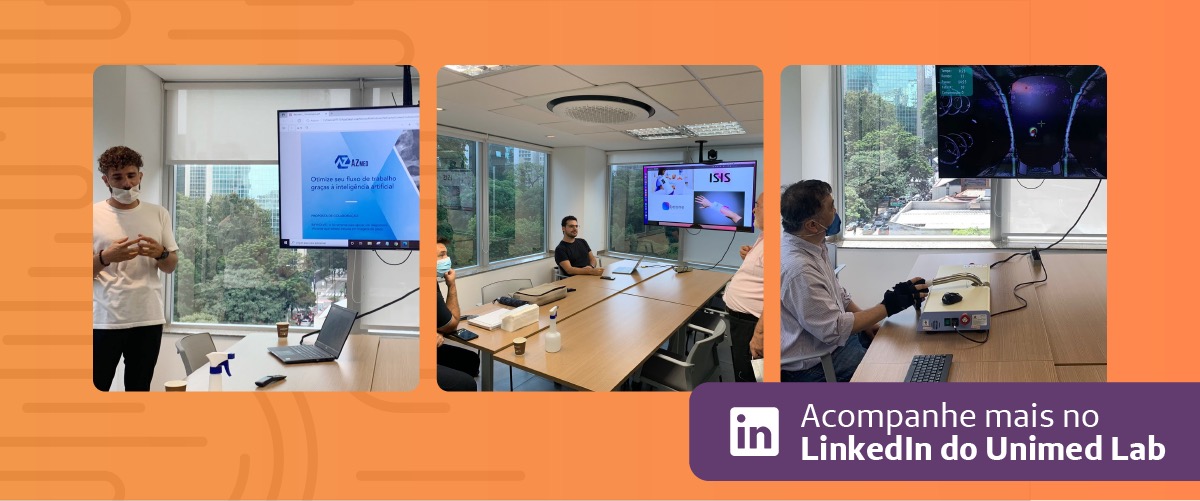 Montagem de fotos de publicações no Linkedin do Unimed Lab